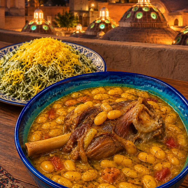Kashani Goosht Loobia with Lamb Shank & Dill Rice